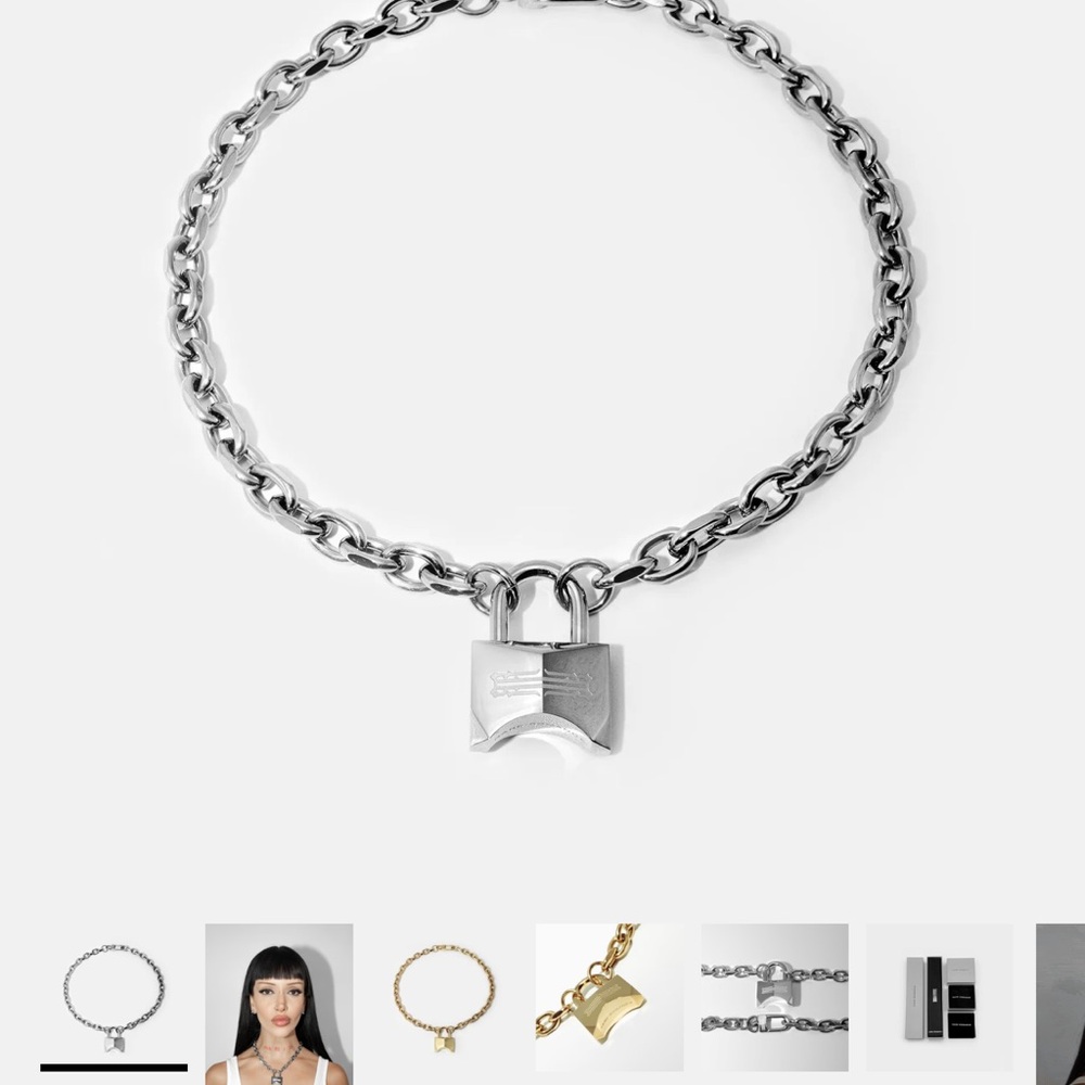 Silver Padlock Chain Necklace - Chunky Silver Link Choker